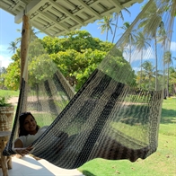 Natural and Black Hammock from Mexico in fine cotton net No 4 - Double hammock